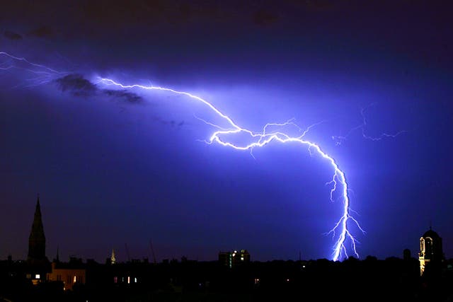 The Met Office has extended its yellow thunderstorm warning to cover most of northern England (Lewis Whyld/PA)