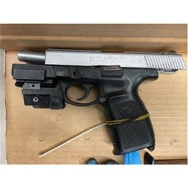 An image of a pistol recovered during an alleged July 5, 2024, near the Washington, DC, home of Supreme Court Justice Sonia Sotomayor