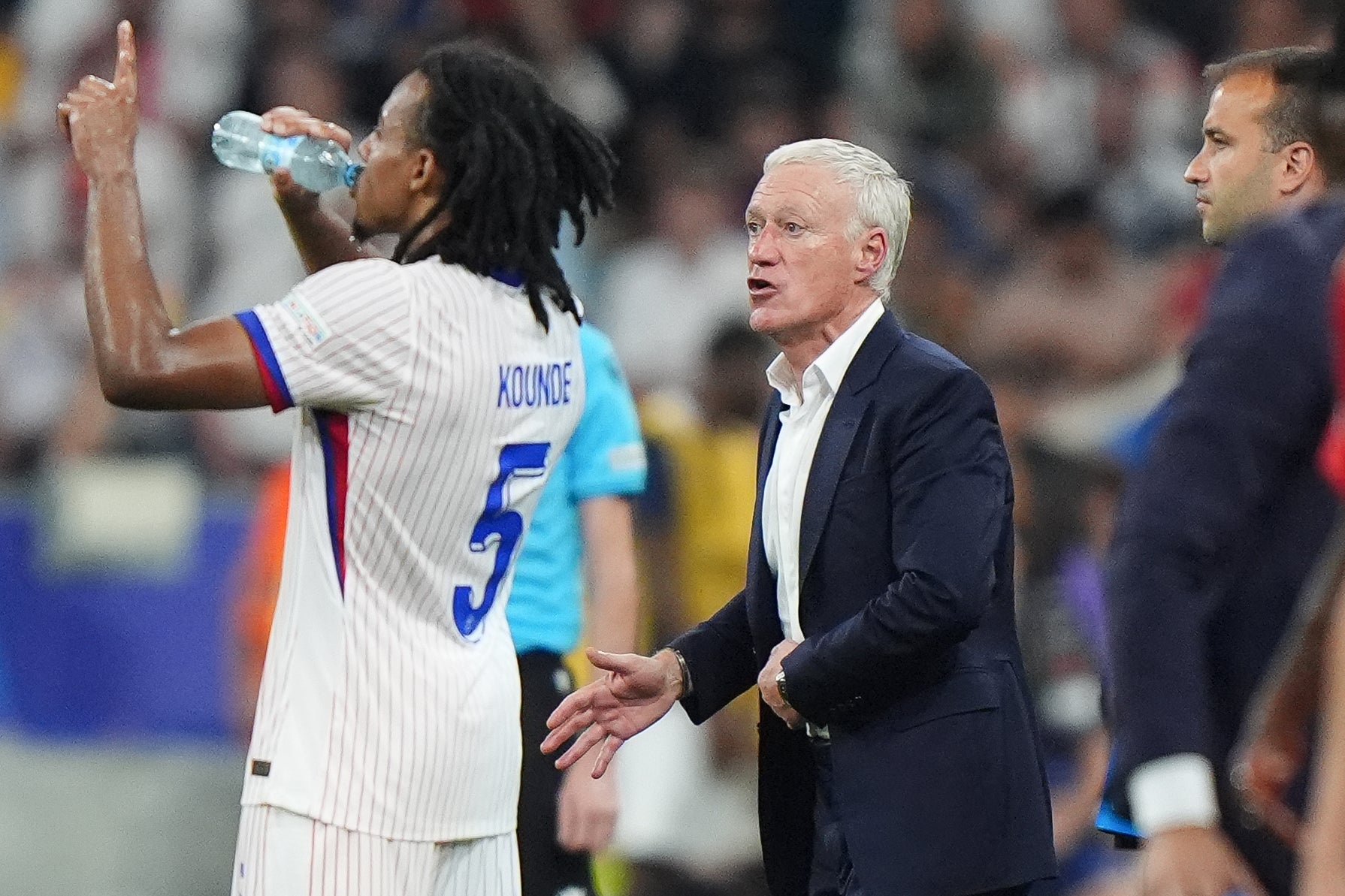 France manager Didier Deschamps, right, was asked about his future after their Euro 2024 semi-final exit to Spain (Bradley Collyer/PA)