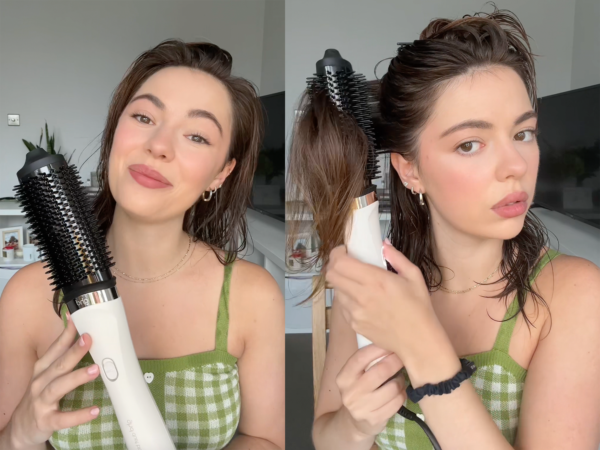 It took me around seven minutes to get around my entire head while testing the duet blow dry