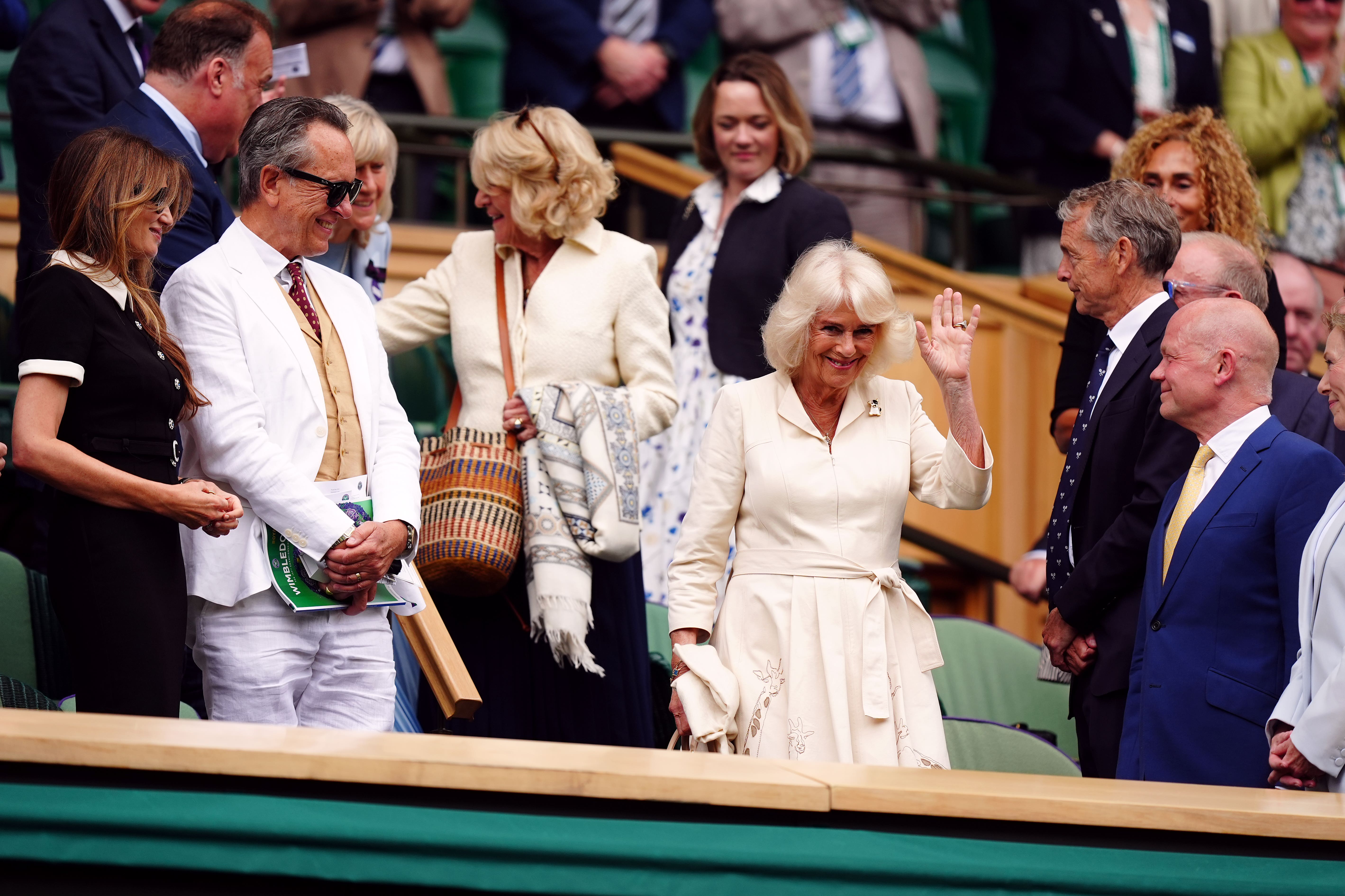 The Queen in the royal box joined by her sister Annabel Elliot and watched by Jemima Khan, Richard E Grant and Lord Hague (Mike Egerton/PA)