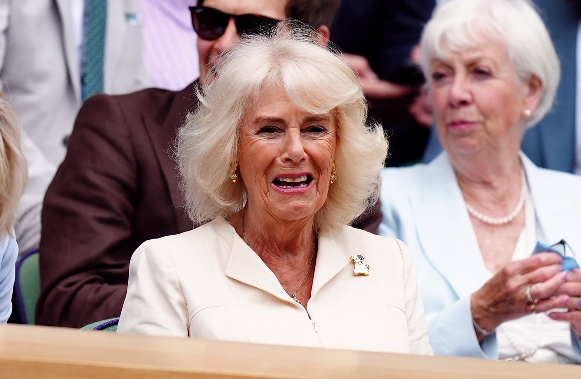Camilla watching the match on Centre Court from the royal box (Mike Egerton/PA)