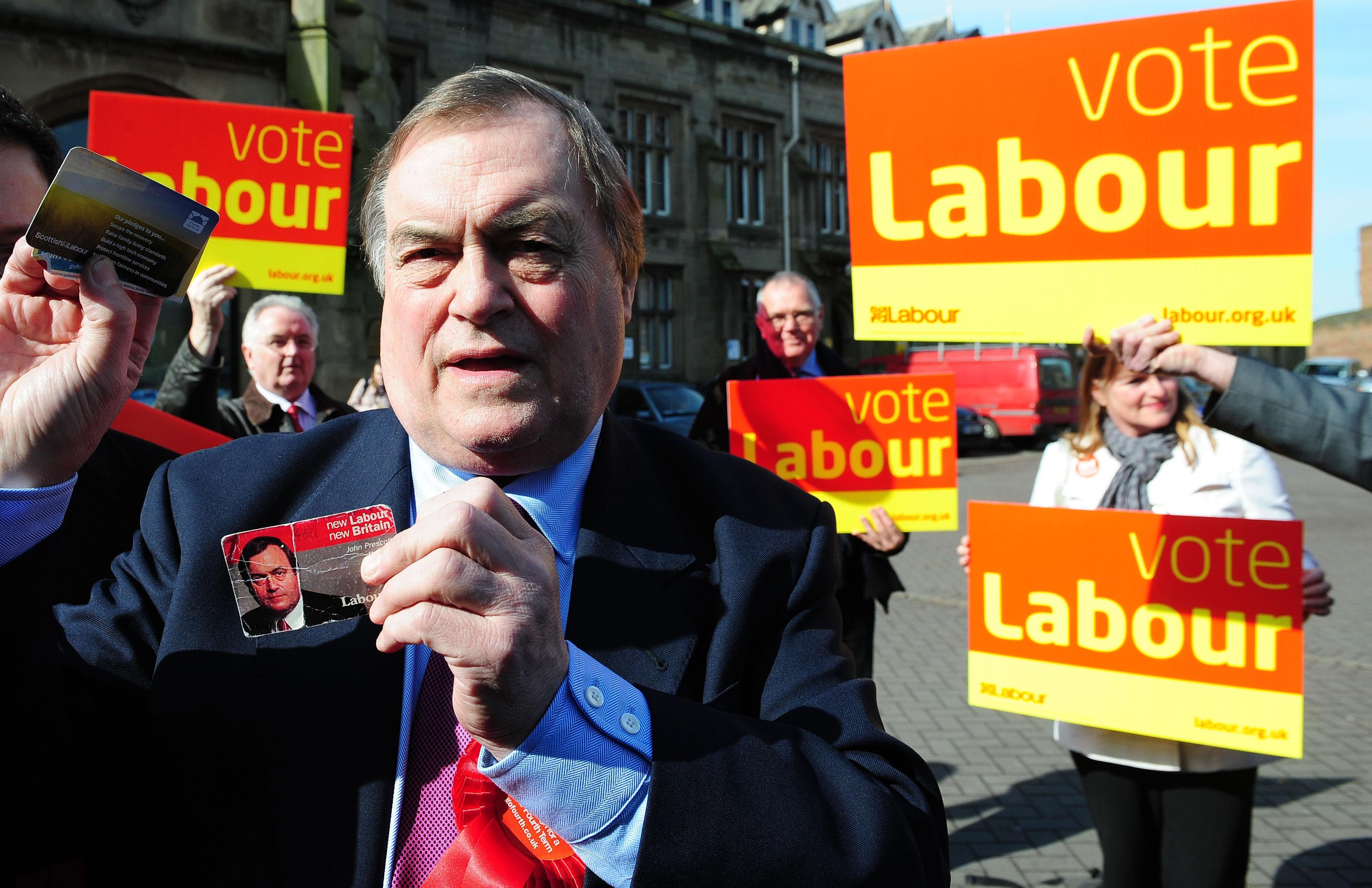 Former deputy prime minister John Prescott as he gets on the Labour battlebus (Owen Humphreys/PA)