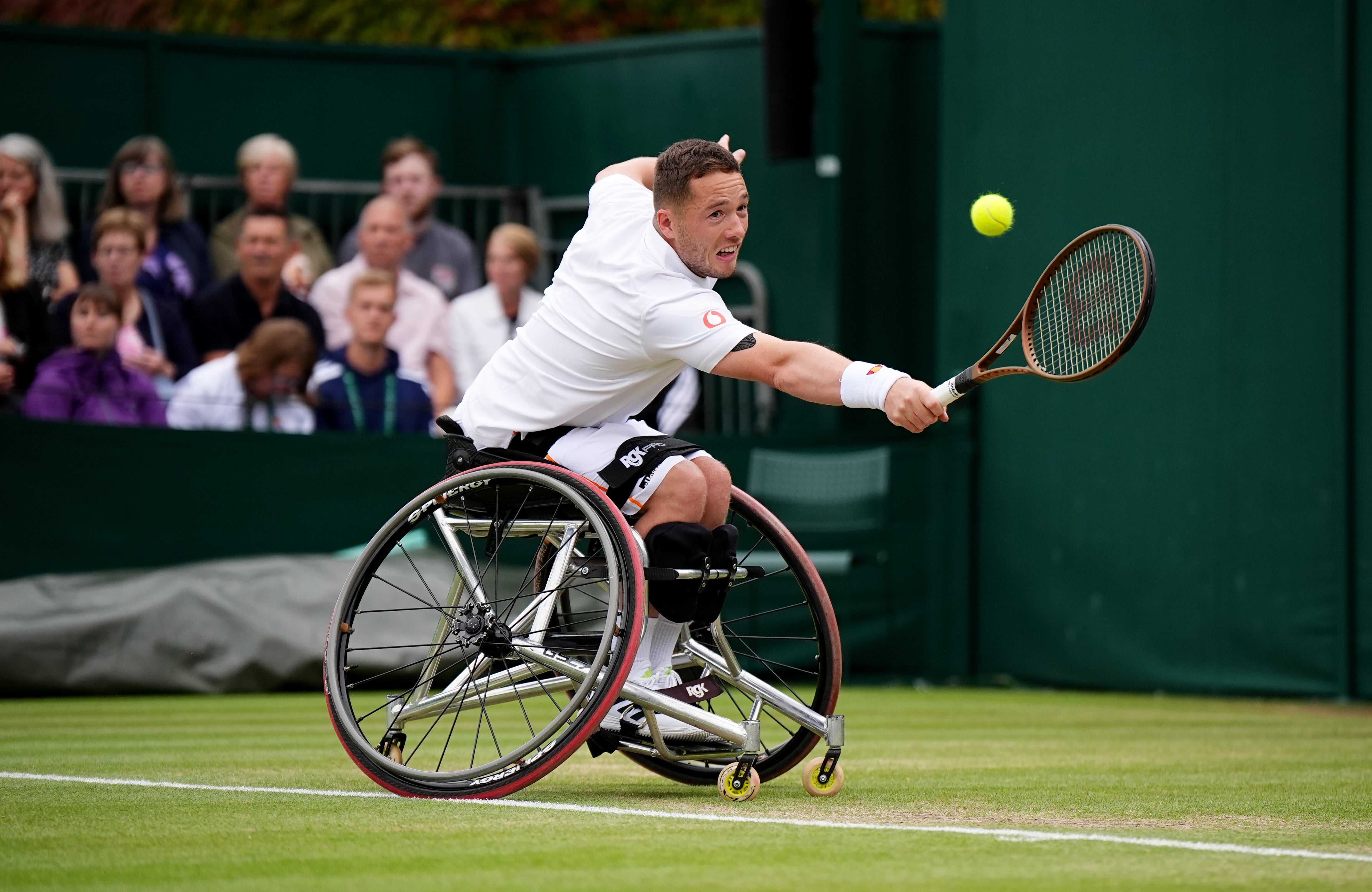 Alfie Hewett stretches for a backhand (Aaron Chown/PA)