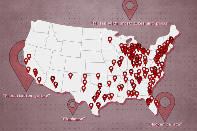 <p>An interactive map compiled by The Independent shows where customers complained about prostitution at Red Roof Inn hotels.  </p>
