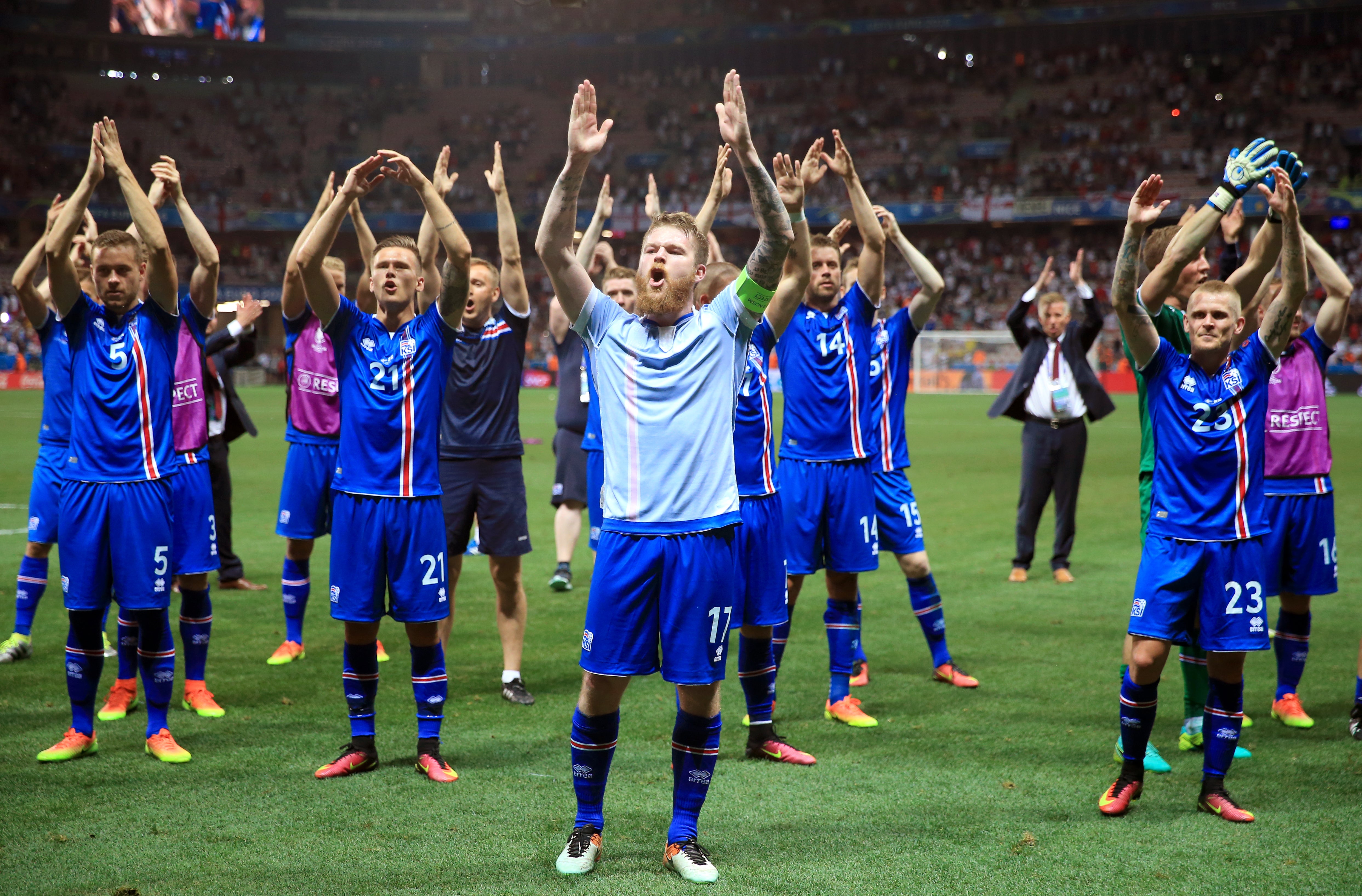Iceland celebrate victory over England at Euro 2016 (Nick Potts/PA)