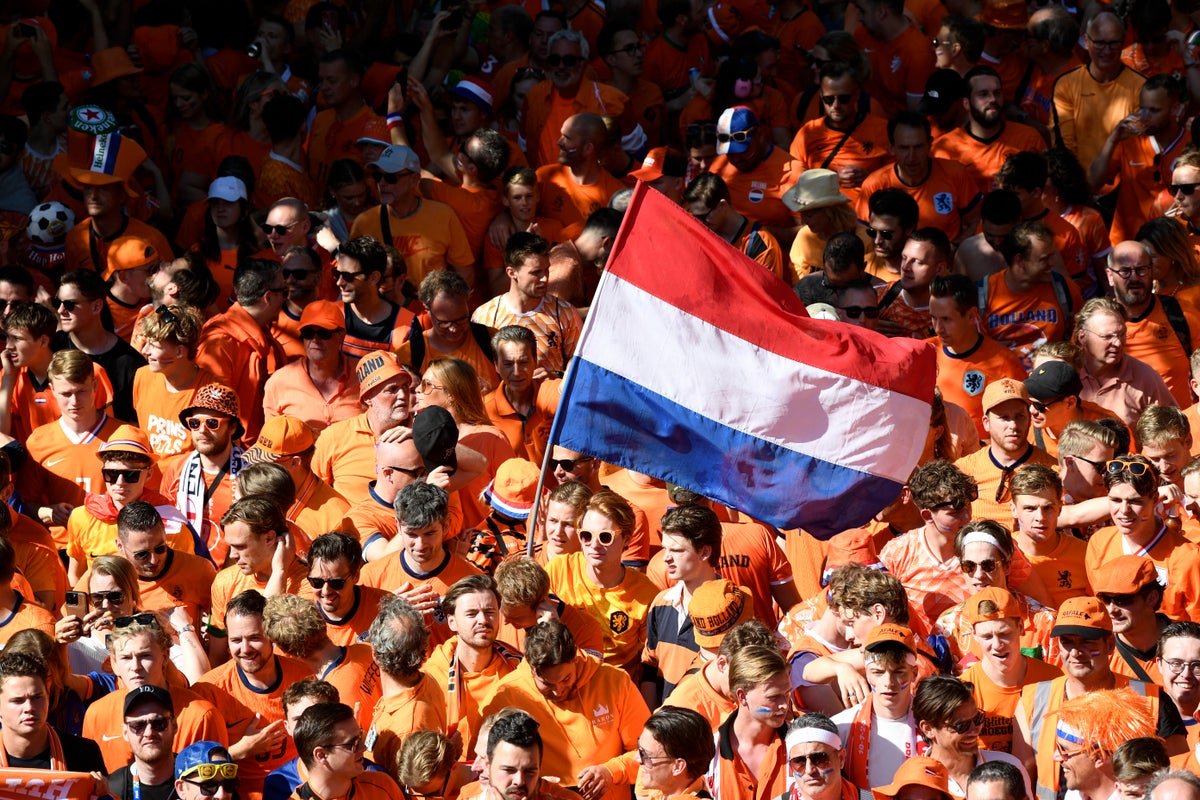 Sea of orange as Dutch fans march to stadium ahead of Euro 2024 semi-final vs England