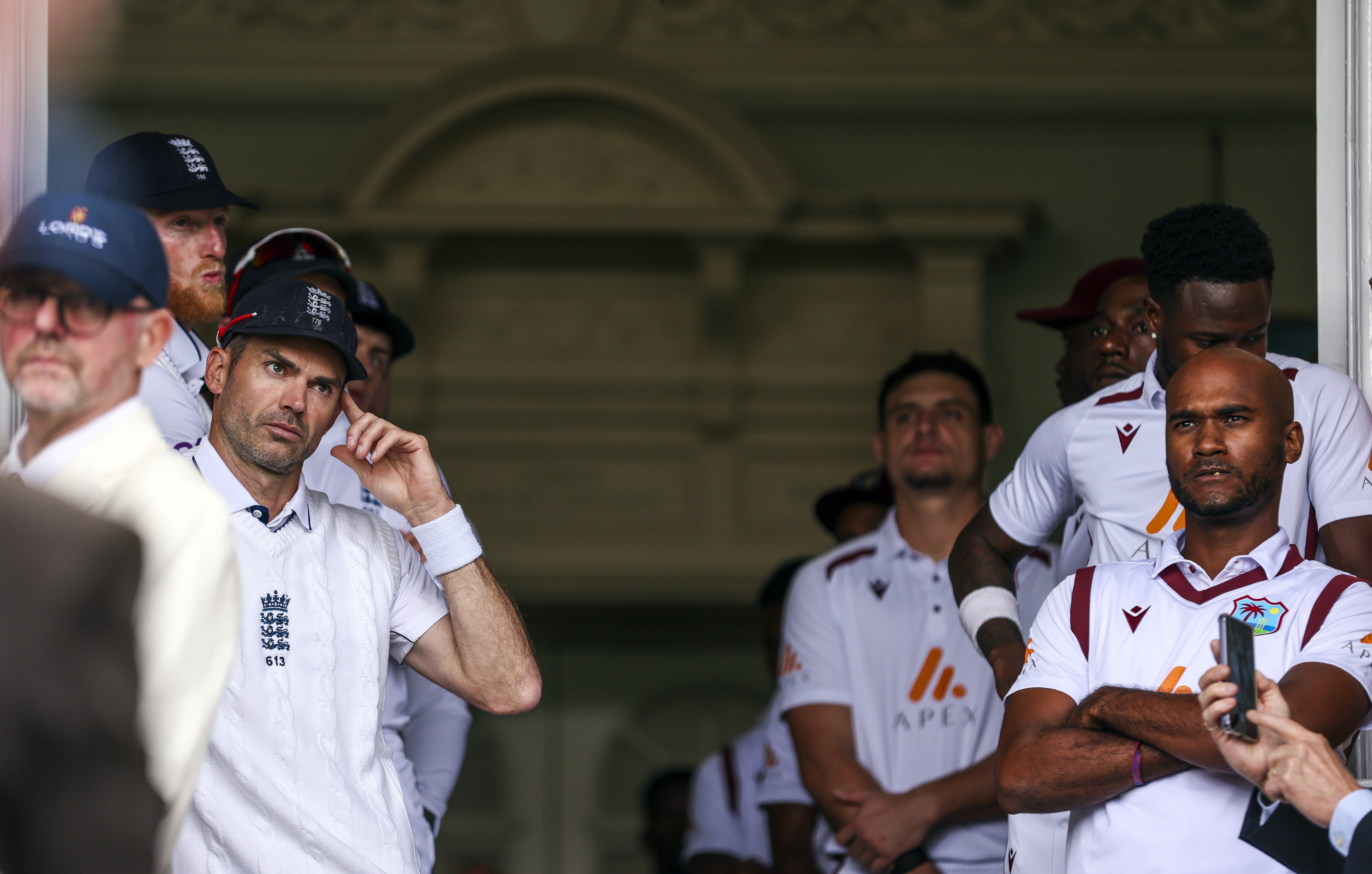 James Anderson, left, started his final Test for England (Steven Paston/PA)