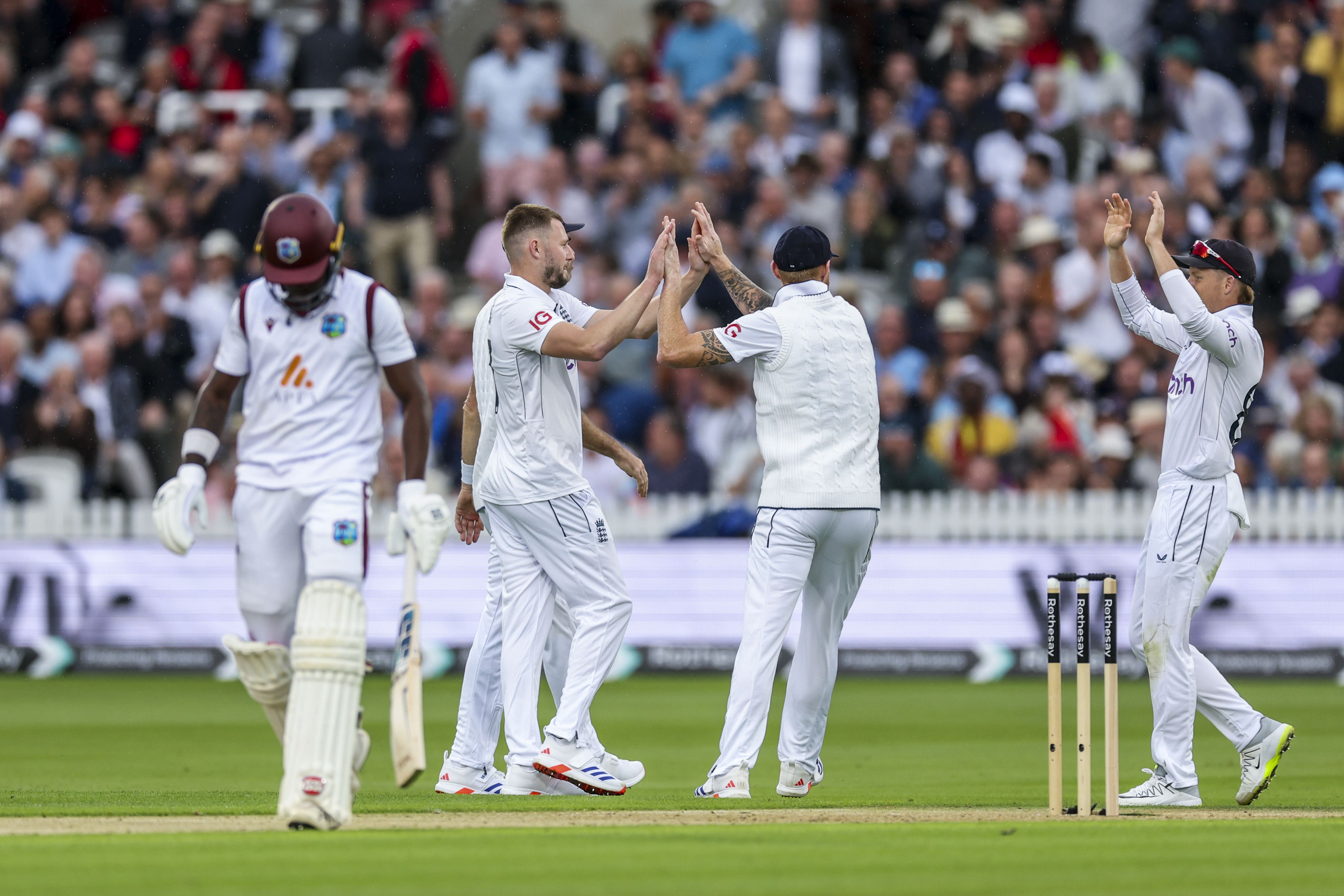 Gus Atkinson, centre, had a day to remember in London (Steven Paston/PA)