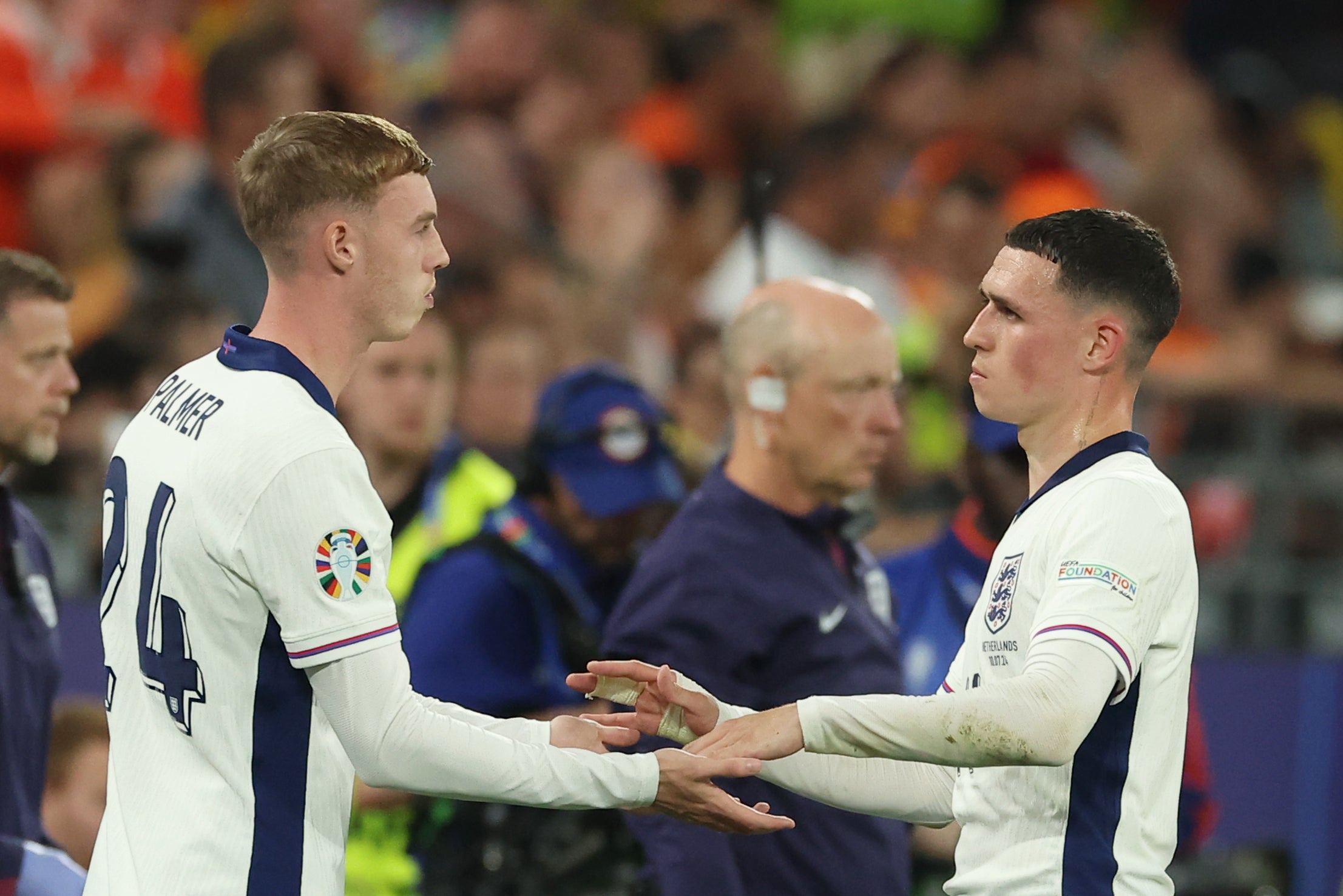 Gareth Southgate brings on Cole Palmer (left) for Phil Foden in what proved a crucial moment