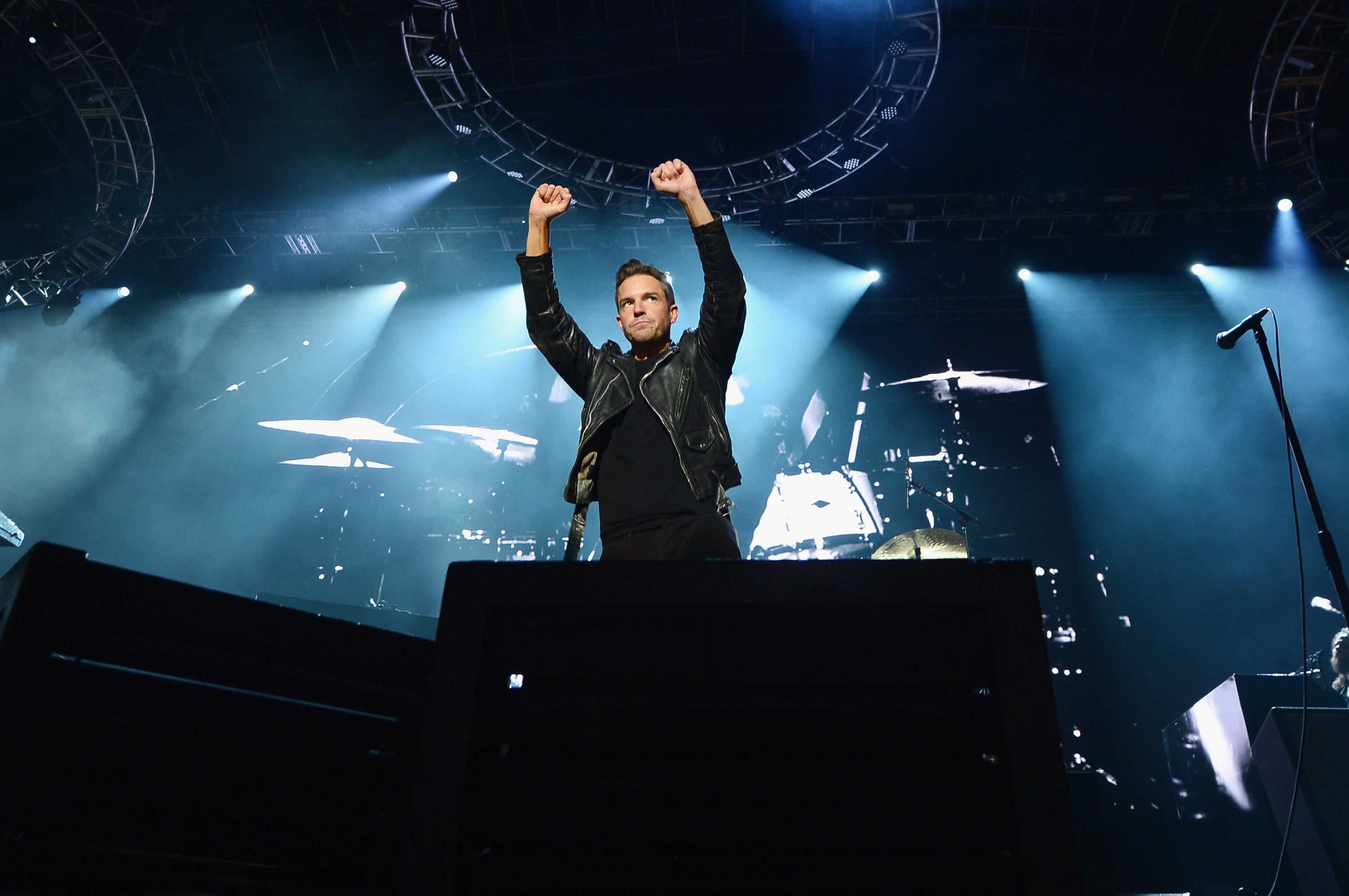 Brandon Flowers of The Killers onstage in 2014
