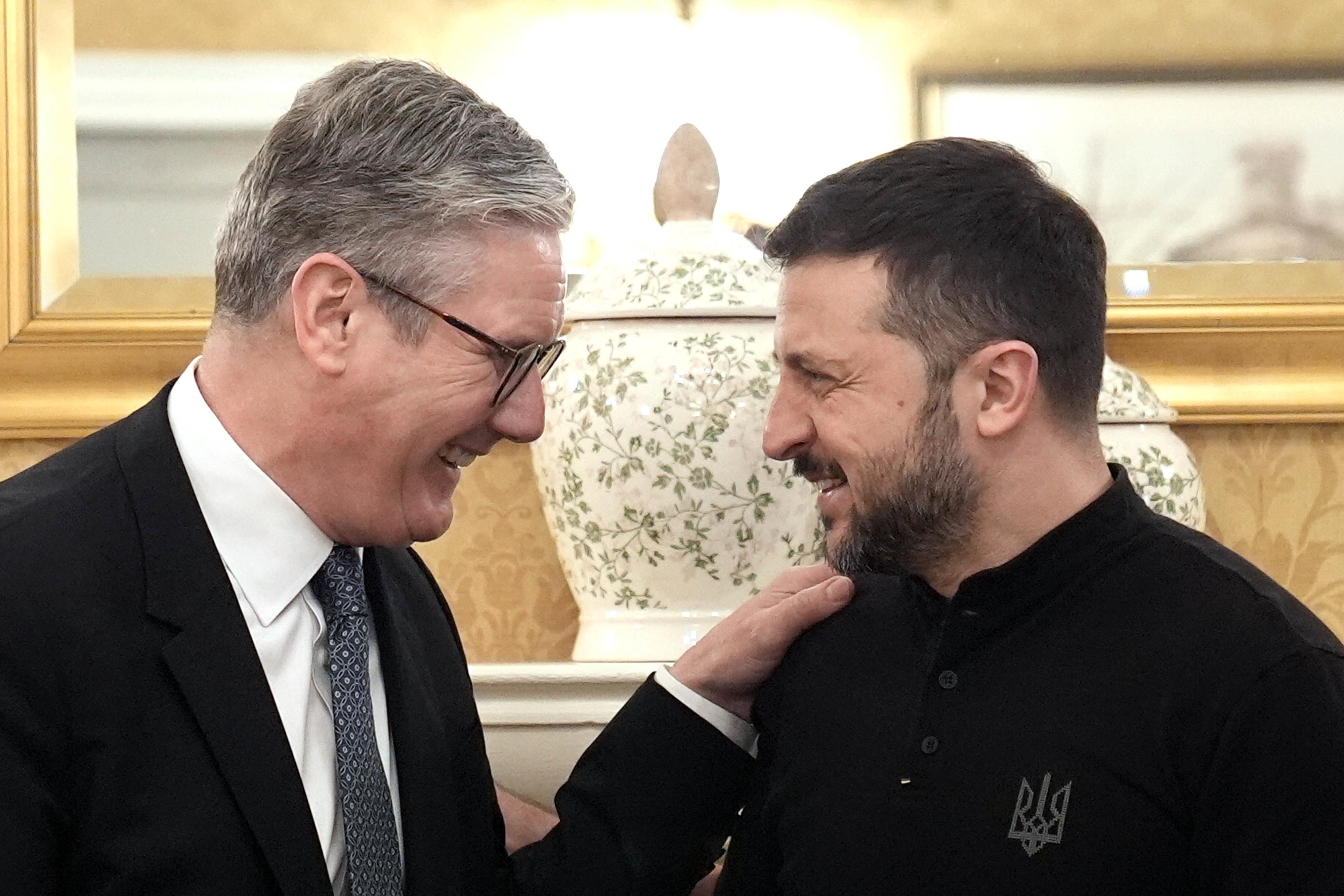 Prime Minister Sir Keir Starmer (left) meeting Ukrainian President Volodymyr Zelensky (Stefan Rousseau/PA)