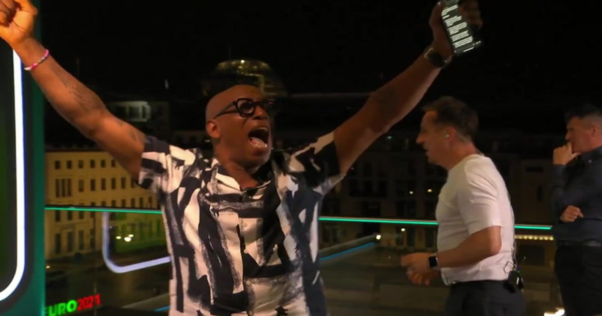 Neville and Wright share hug as ITV pundits celebrate England goal