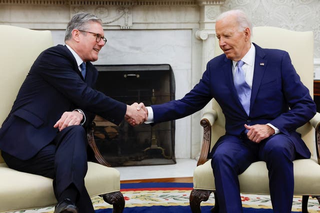 <p>This was the first official sitdown meeting between Keir Starmer and Joe Biden </p>
