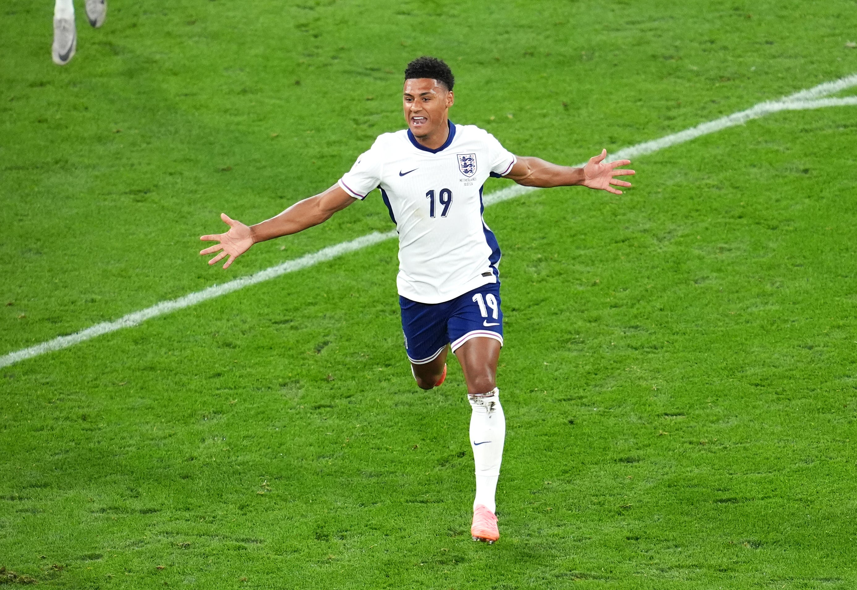 Ollie Watkins celebrates his dramatic late winner for England (Adam Davy/PA)