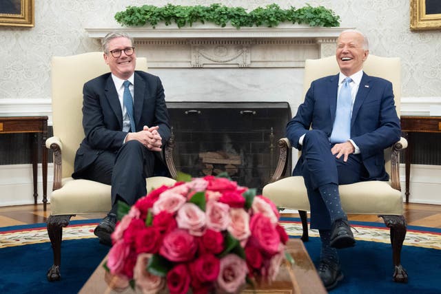 Prime Minister Sir Keir Starmer meets US President Joe Biden at the White House in Washington DC, during his visit to the US to attend the Nato 75th anniversary summit. (Stefan Rousseau/PA)