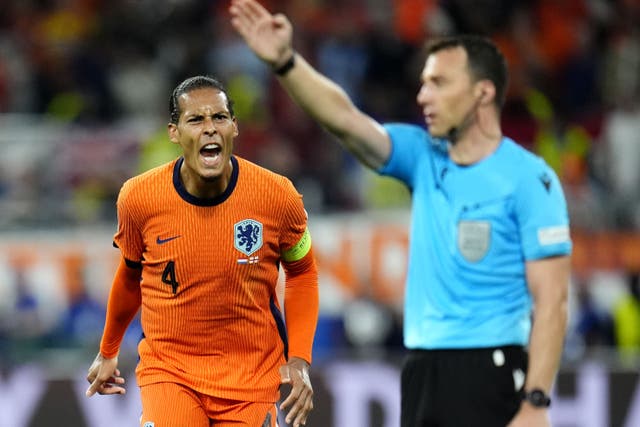 <p>Virgil van Dijk hit out at referee Felix Zwayer (Nick Potts/PA)</p>