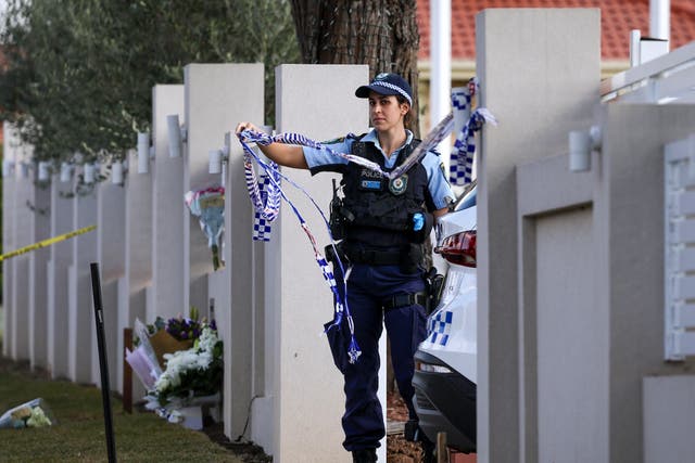 <p>File: A police officer in Sydney</p>