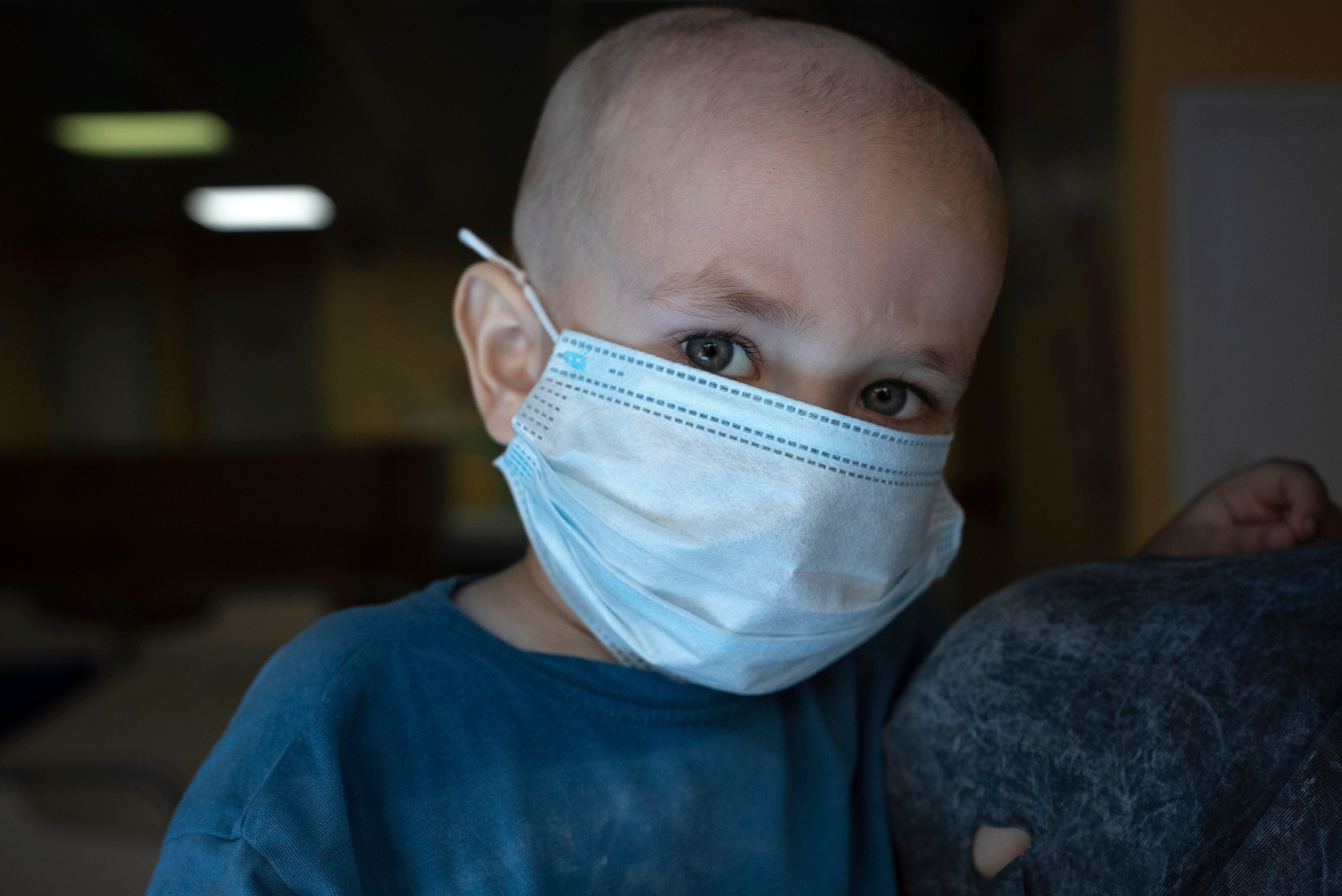 Dmytro, two, is pictured at the National Cancer Institute in Kyiv, Ukraine, Wednesday, July 10, 2024