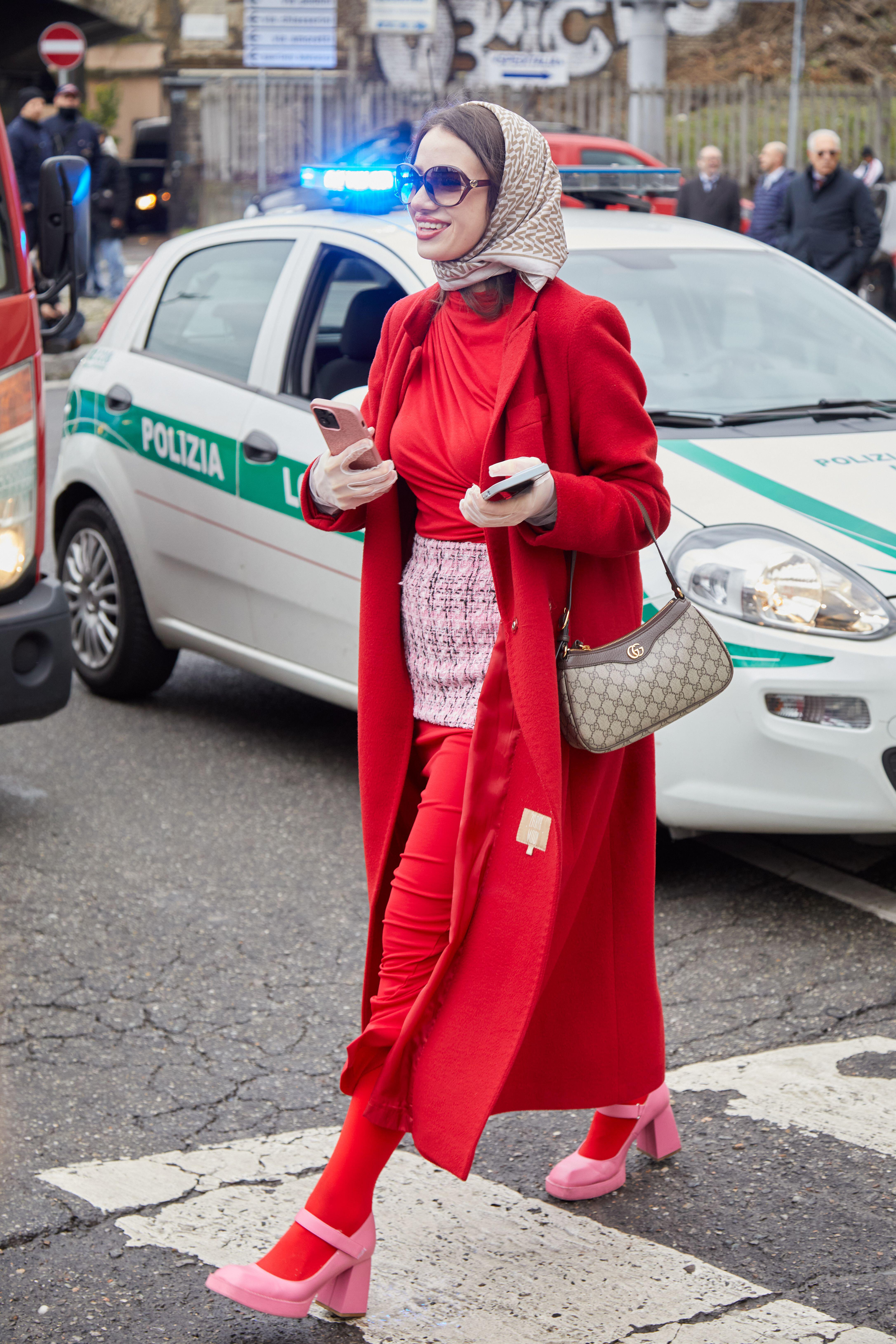 Guests at Gucci’s Milan Fashion Week indulged in preppy accents with bold twists (Alamy/PA)