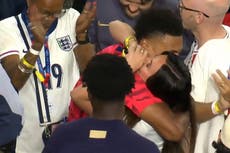 Ollie Watkins embraced by family and friends after scoring England’s late winner against Netherlands