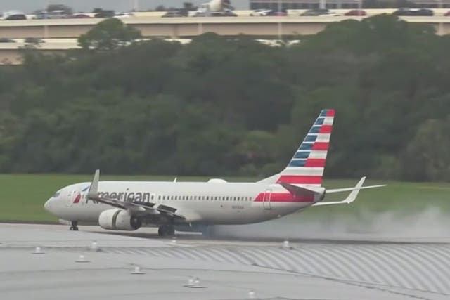<p>Watch: American Airlines plane tires catch fire and explode during takeoff.</p>
