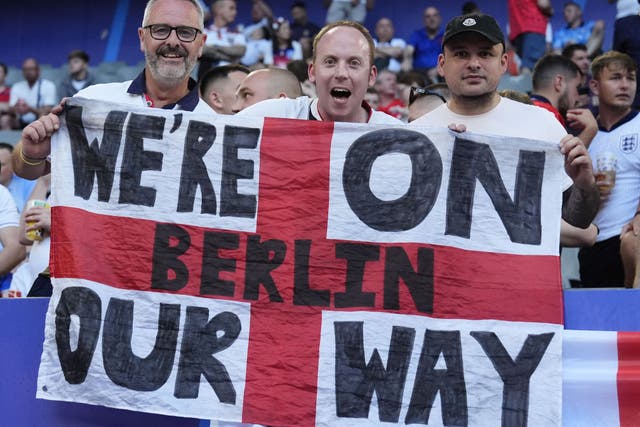 England football fans wanting to travel to Germany for the Euro 2024 final face a struggle to find a seat on a flight and soaring air fares (Nick Potts/PA)