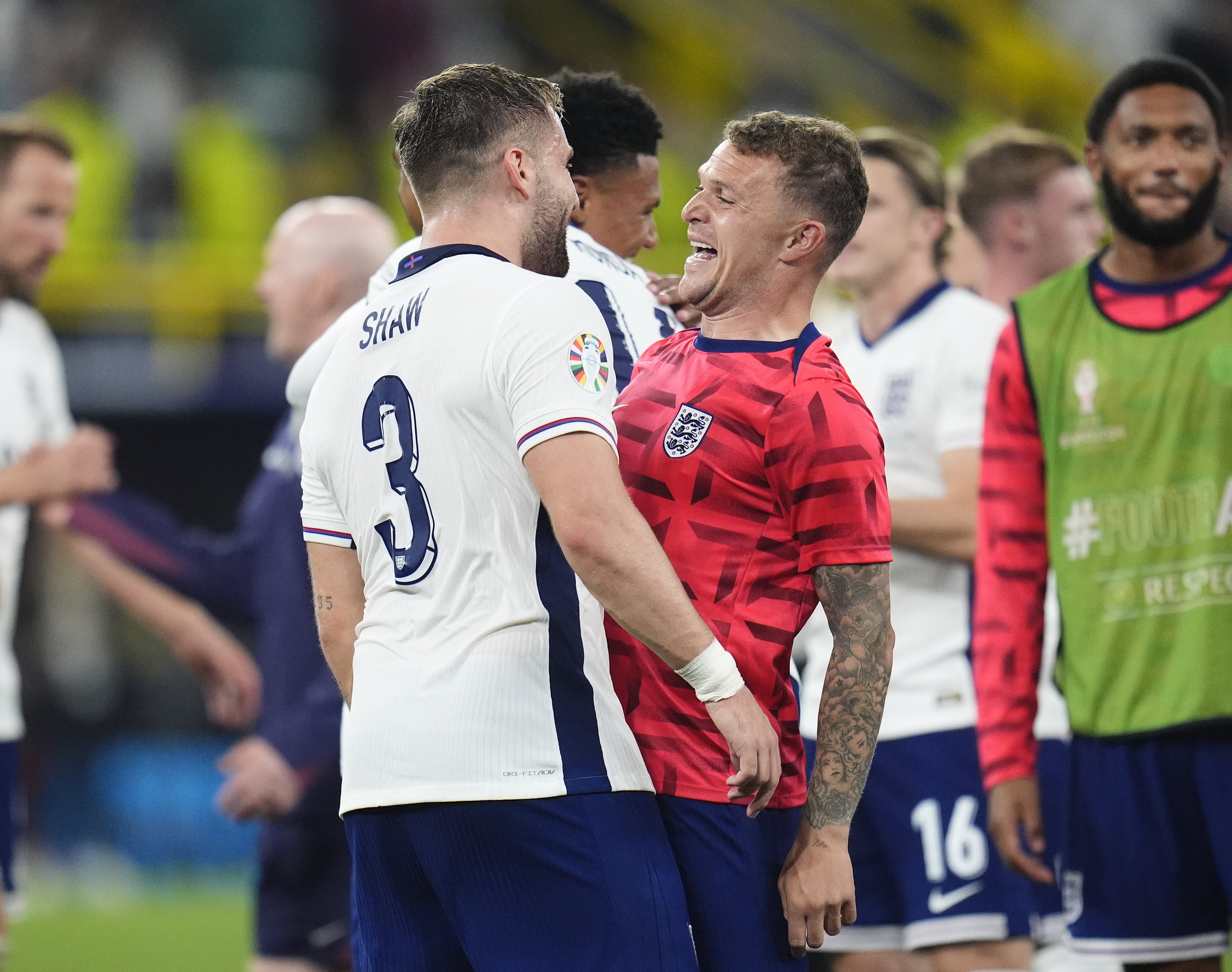 Kieran Trippier (right) was replaced by Luke Shaw at half-time against the Netherlands (Nick Potts/PA)