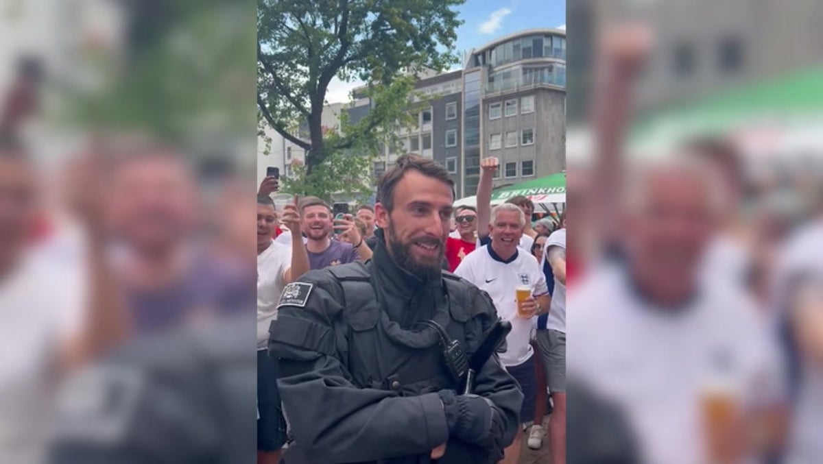 England fans serenade German police officer who looks like Gareth Southgate