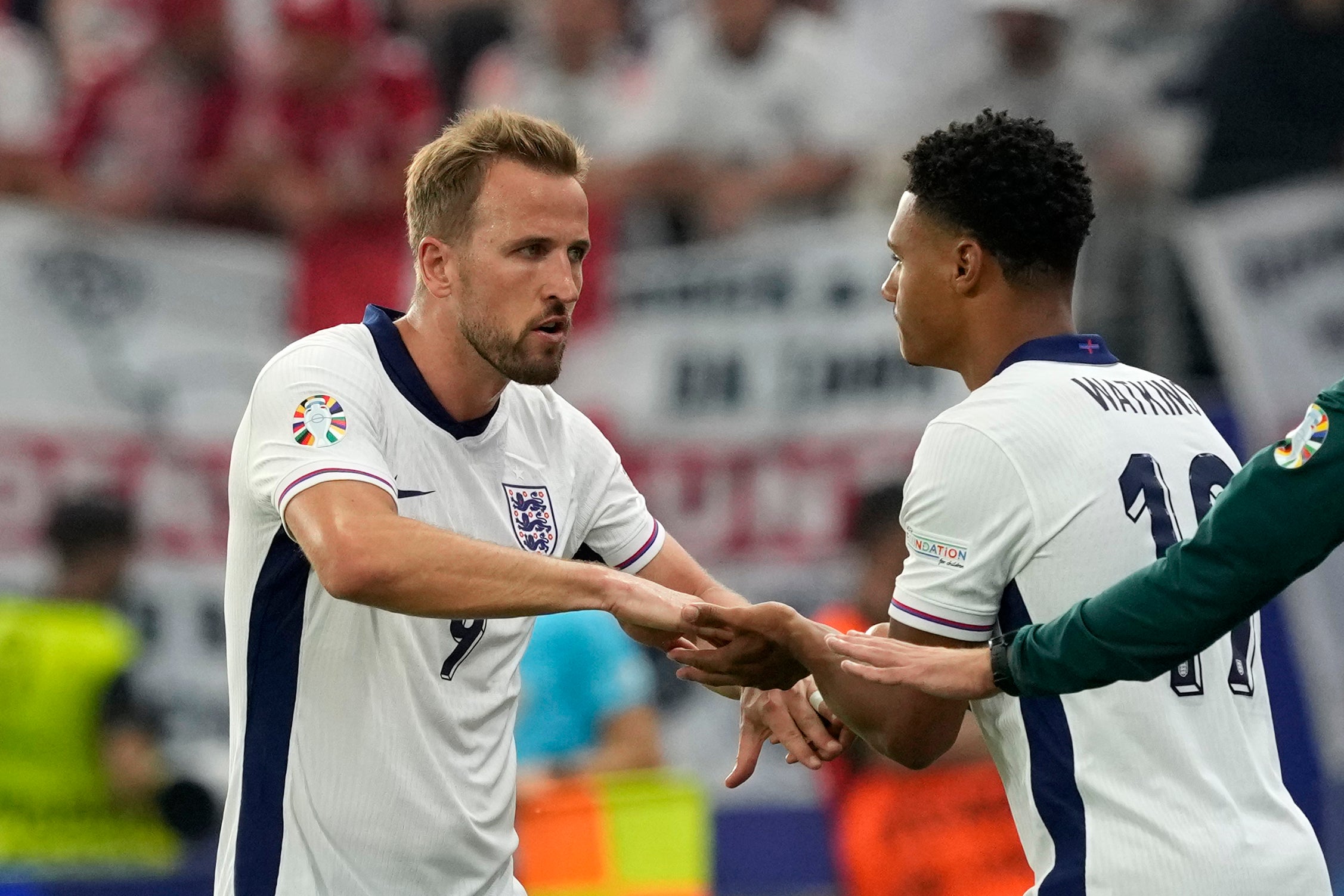 Ollie Watkins’s first Euro 2024 appearance was against Denmark in place of Harry Kane