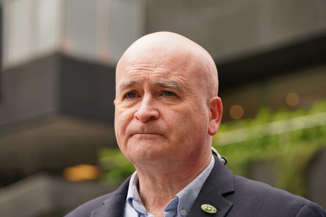 <p>RMT general secretary Mick Lynch said rail workers were having to deal with ‘significant hardship during a cost-of-living crisis’. (Lucy North/PA)</p>