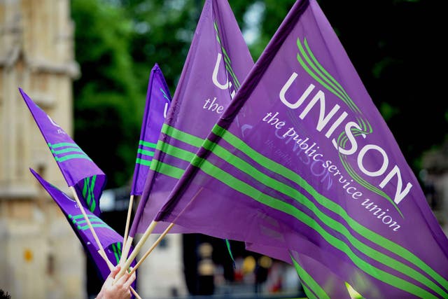 The union Unison is sending out ballots for potential strike action (PA)