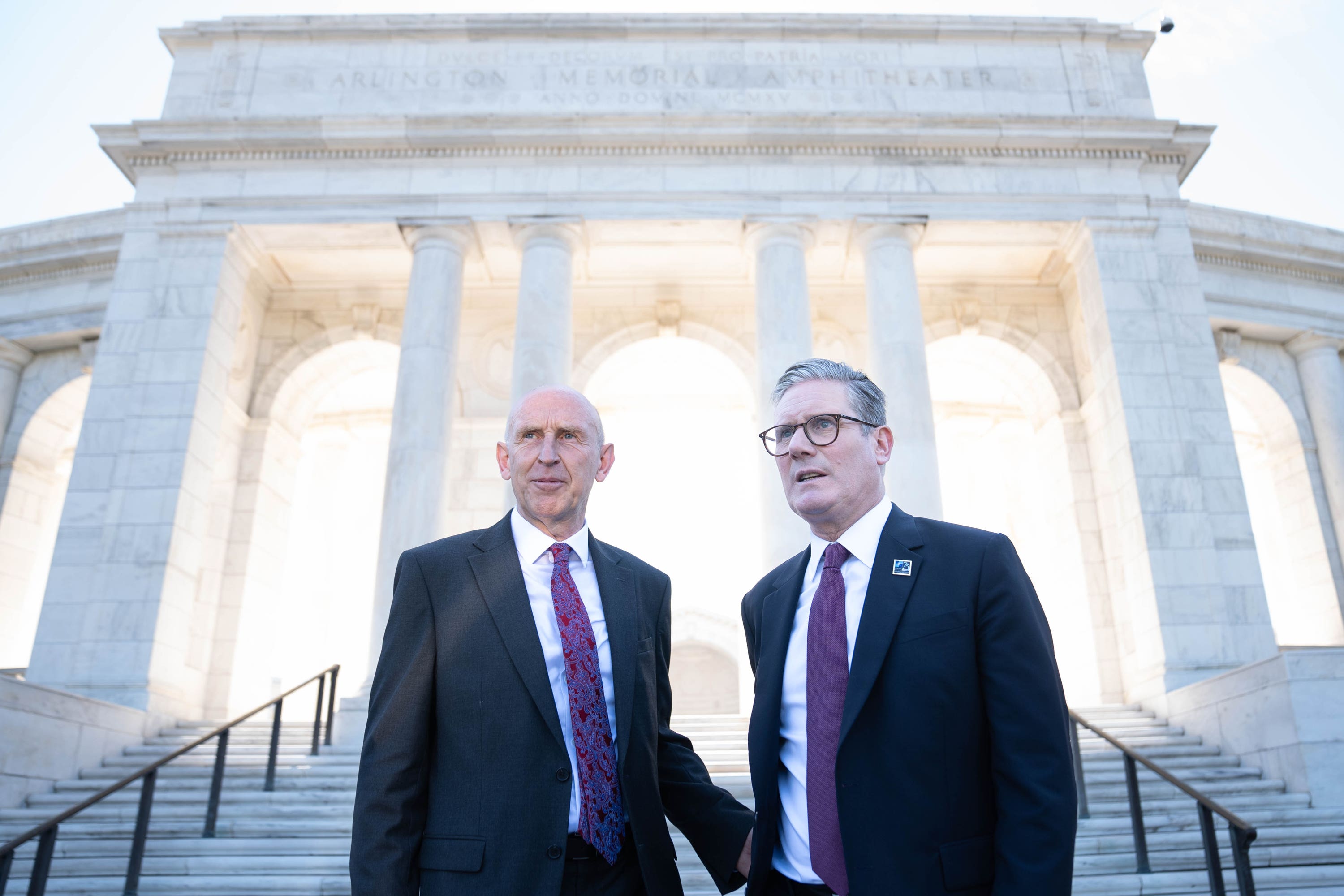 Defence Secretary John Healey (left) and Prime Minister Sir Keir Starmer visit Arlington National Cemetery in Washington DC (Stefan Rousseau/PA)