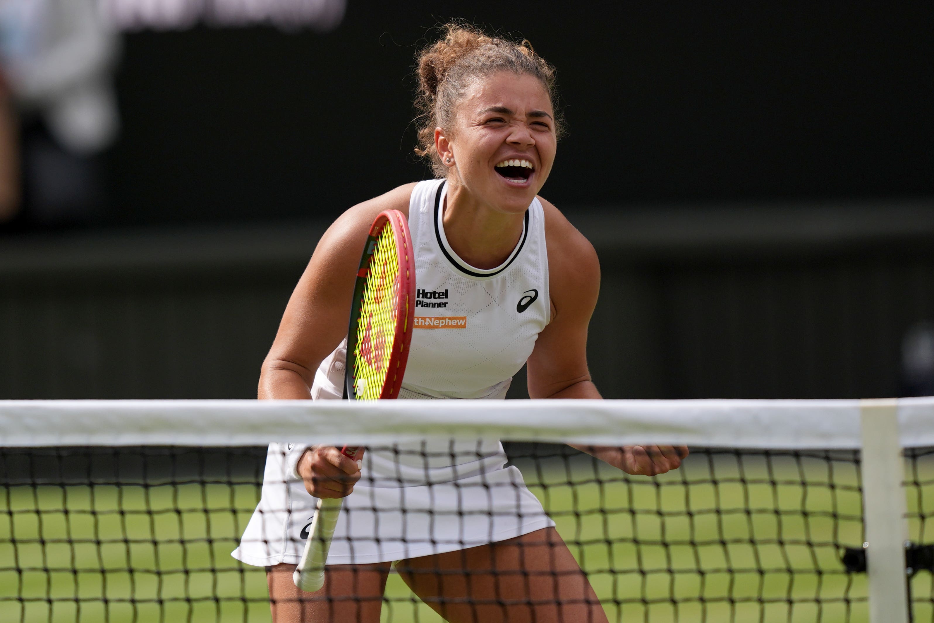 Jasmine Paolini celebrates her victory (Jordan Pettitt/PA)