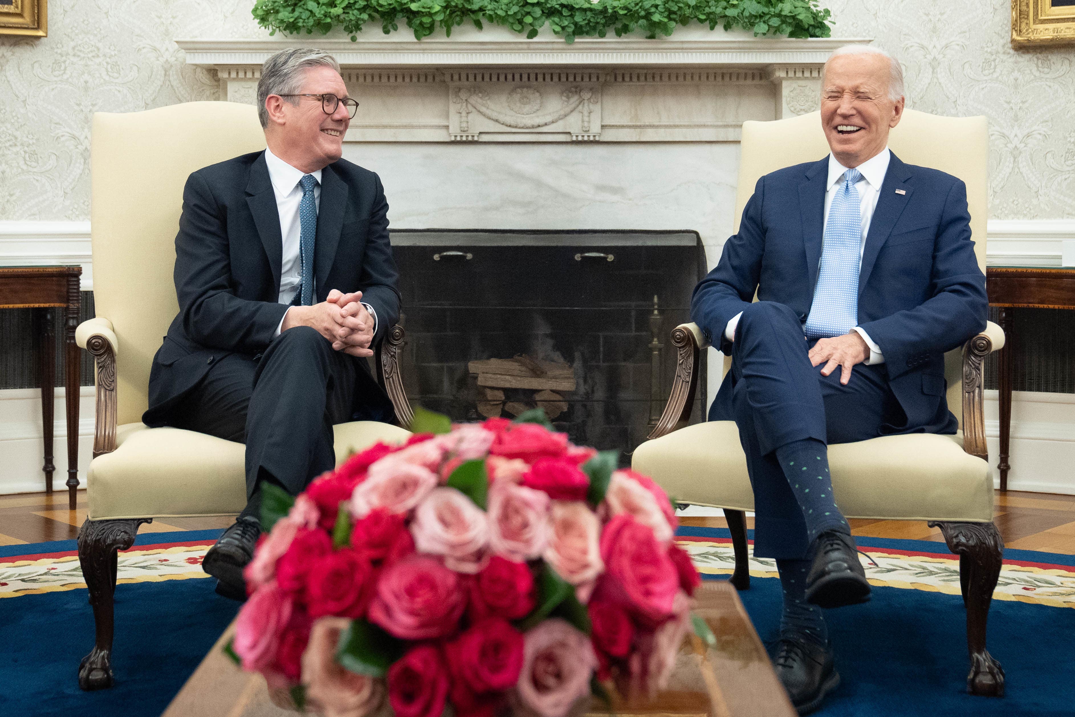 Prime Minister Sir Keir Starmer meets US President Joe Biden at the White House (Stefan Rousseau/PA)