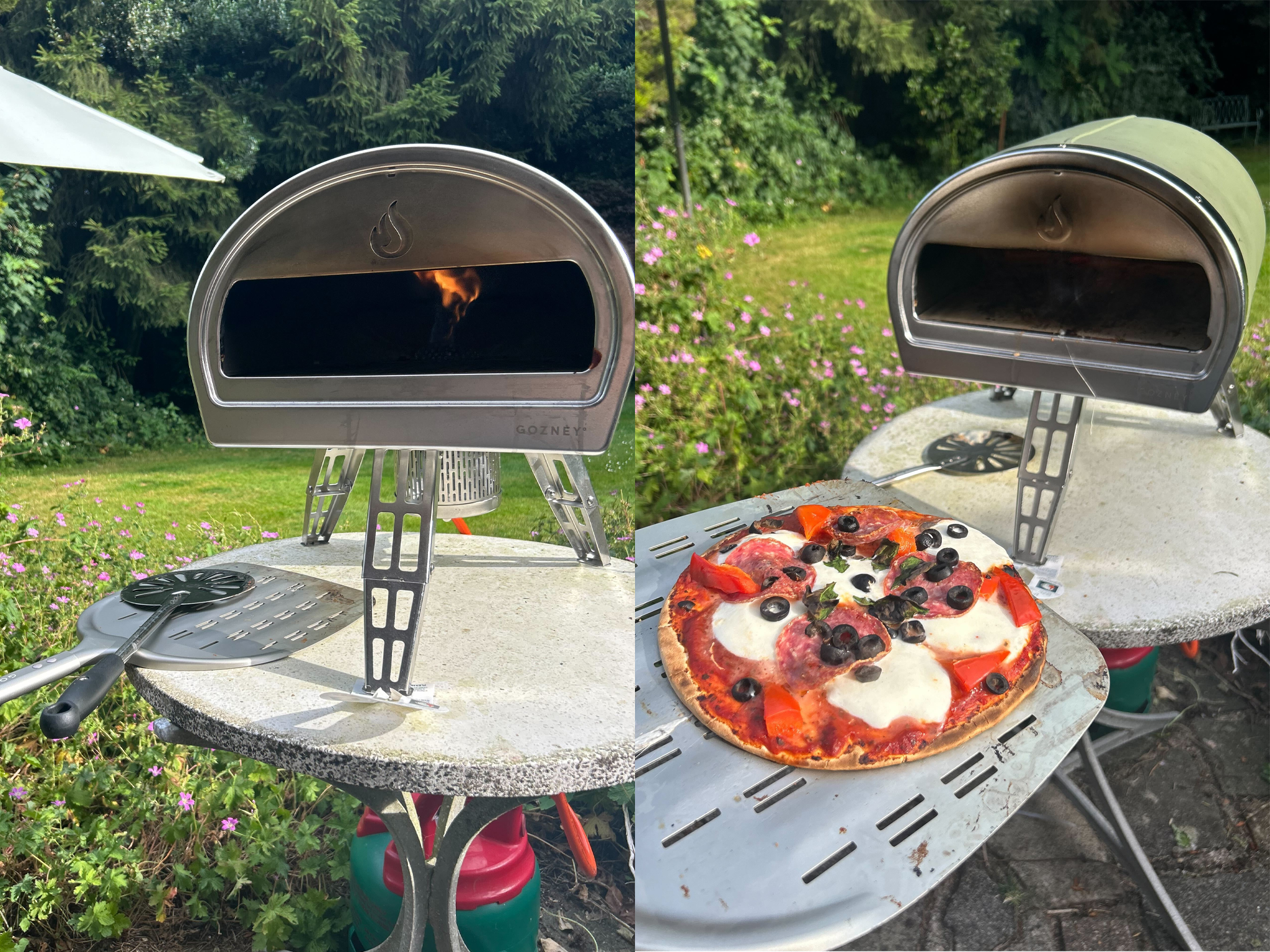 The Gozney roccbox pizza oven in action