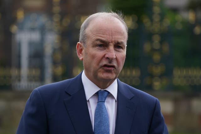 Tanaiste Micheal Martin speaking to the media ahead of a meeting with Northern Ireland Secretary Hilary Benn at Hillsborough Castle in Belfast (Brian Lawless/PA)