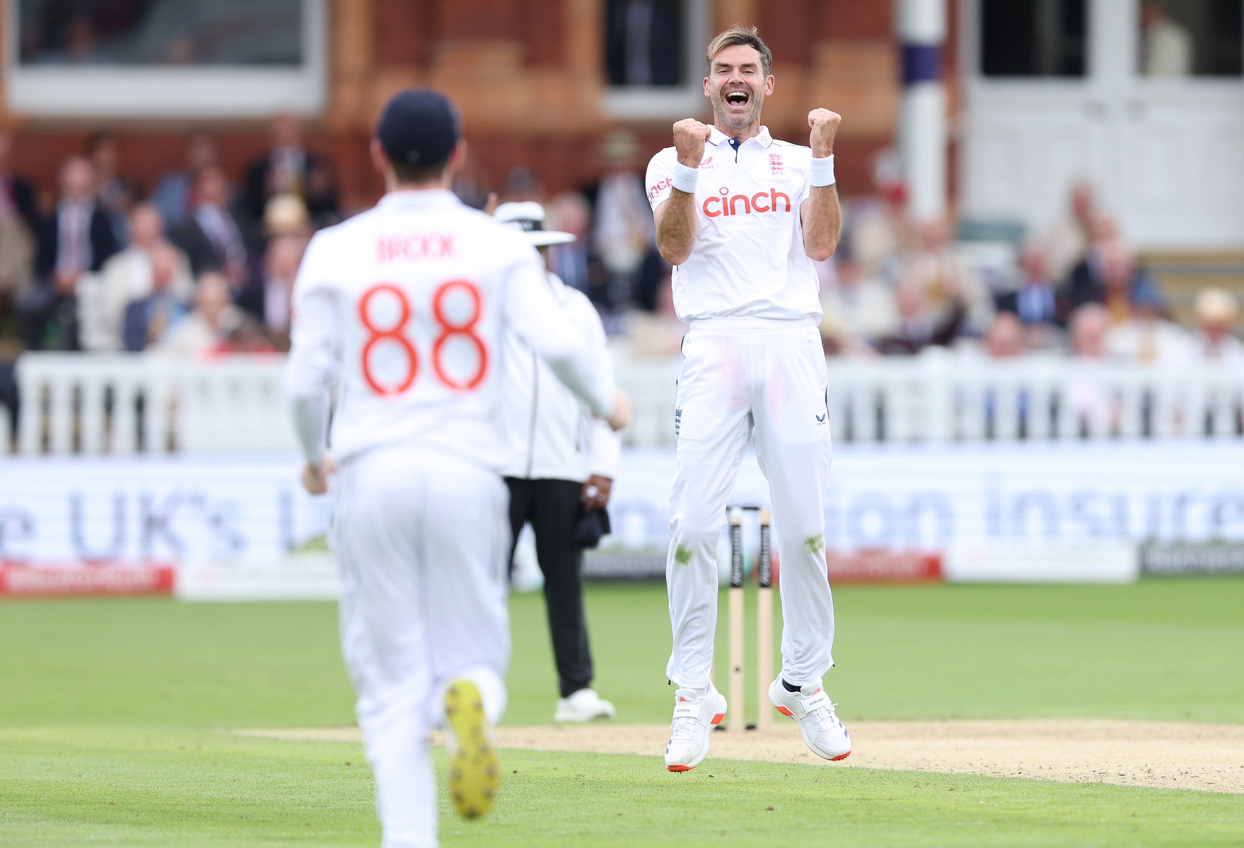 Anderson (right) picked up two wickets on day two (Steven Paston/PA)