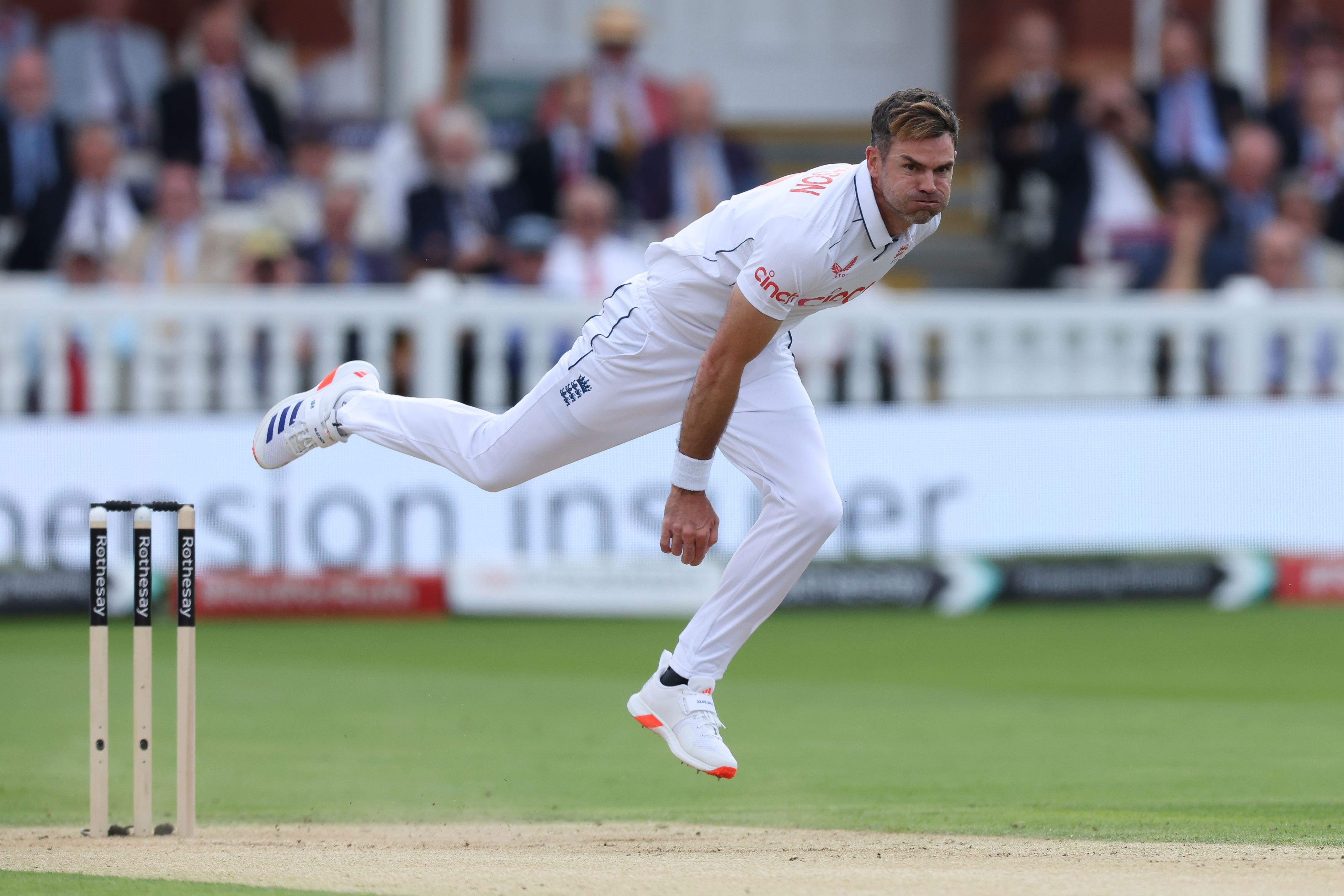 England’s James Anderson bowling on day two of the first Rothesay Men’s Test match at Lord’s Cricket Ground, London. Picture date: Thursday July 11, 2024.