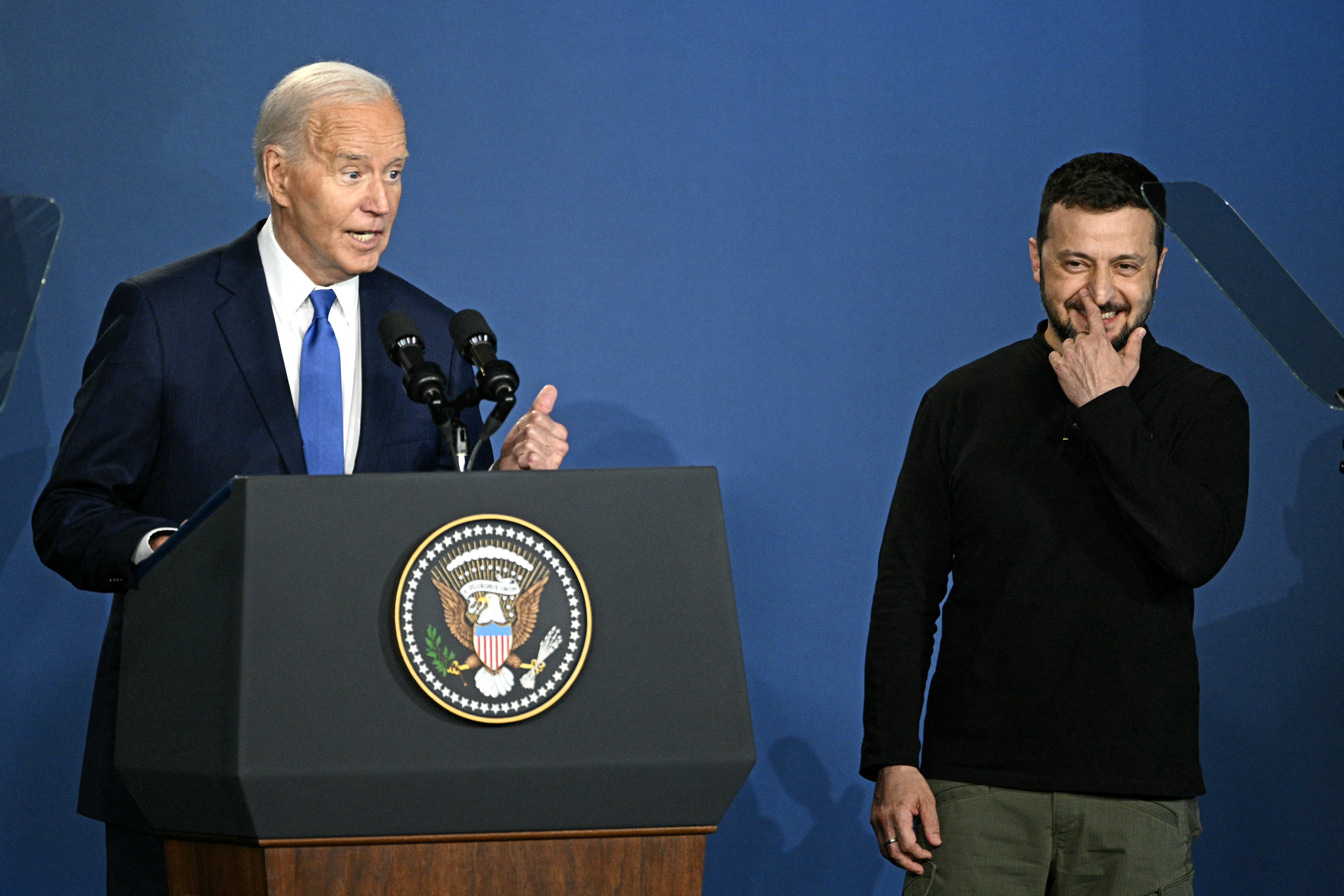 Joe Biden corrects himself at the Nato summit after accidentally introducing Ukraine’s Volodymyr Zelensky as ‘President Putin’