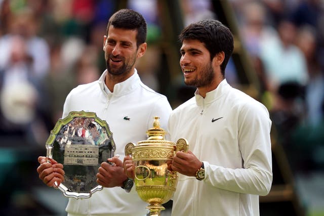 Carlos Alcaraz and Novak Djokovic are closing in on a Wimbledon final rematch (Victoria Jones/PA)