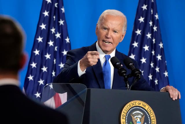 <p>In his first press conference for eight months, Biden confused his running-mate, Kamala Harris, with his mortal enemy, Donald Trump</p>