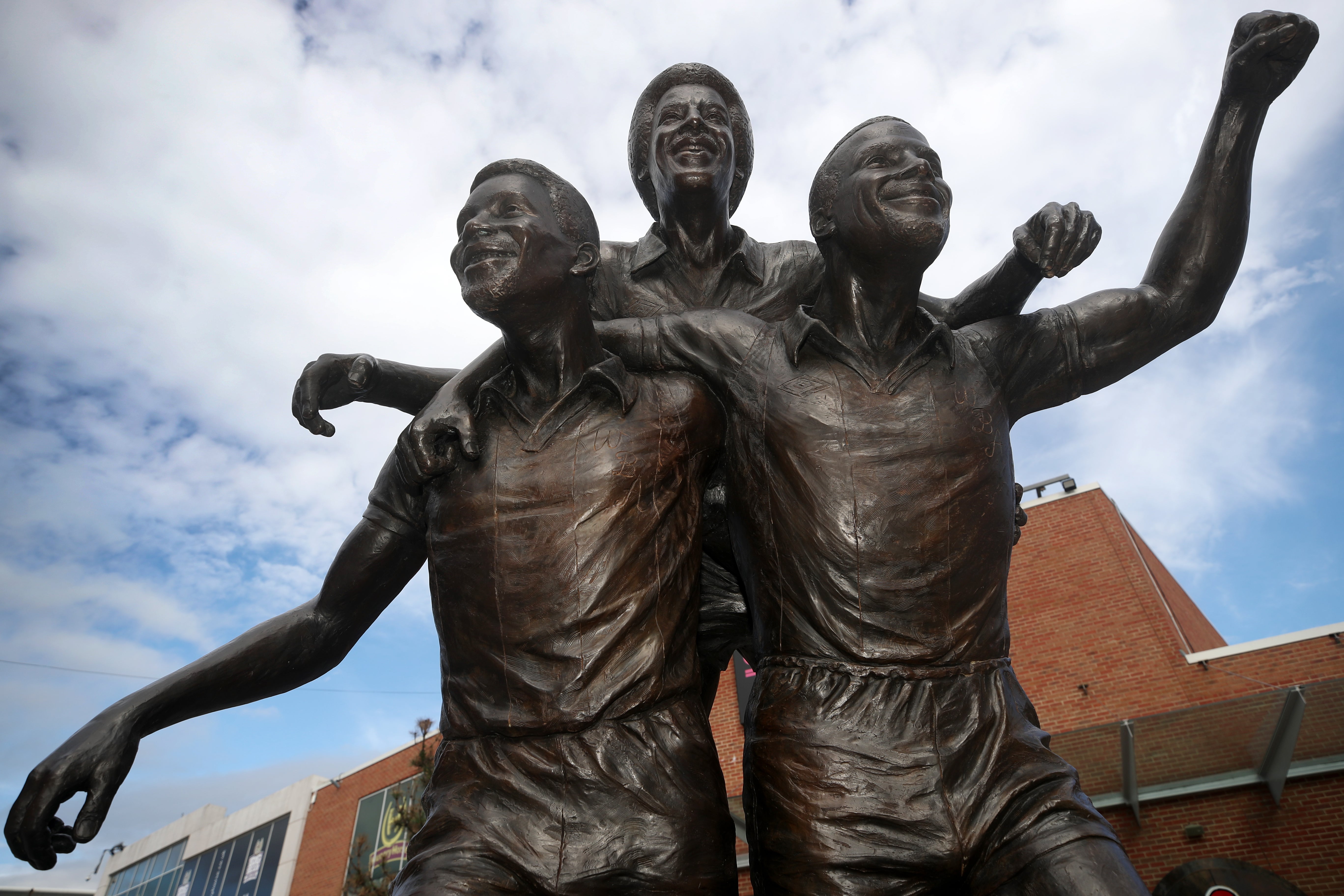 A statue commemorating the impact of Brendon Batson and his team-mates Cyrille Regis and Laurie Cunningham, collectively nicknamed ‘The Three Degrees’, stands in West Bromwich town centre (Nick Potts/PA)