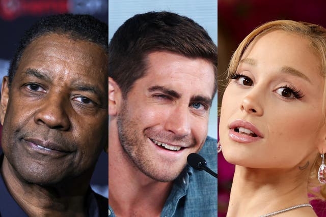 <p>Denzel Washington, Jake Gyllenhaal and Ariana Grande</p>