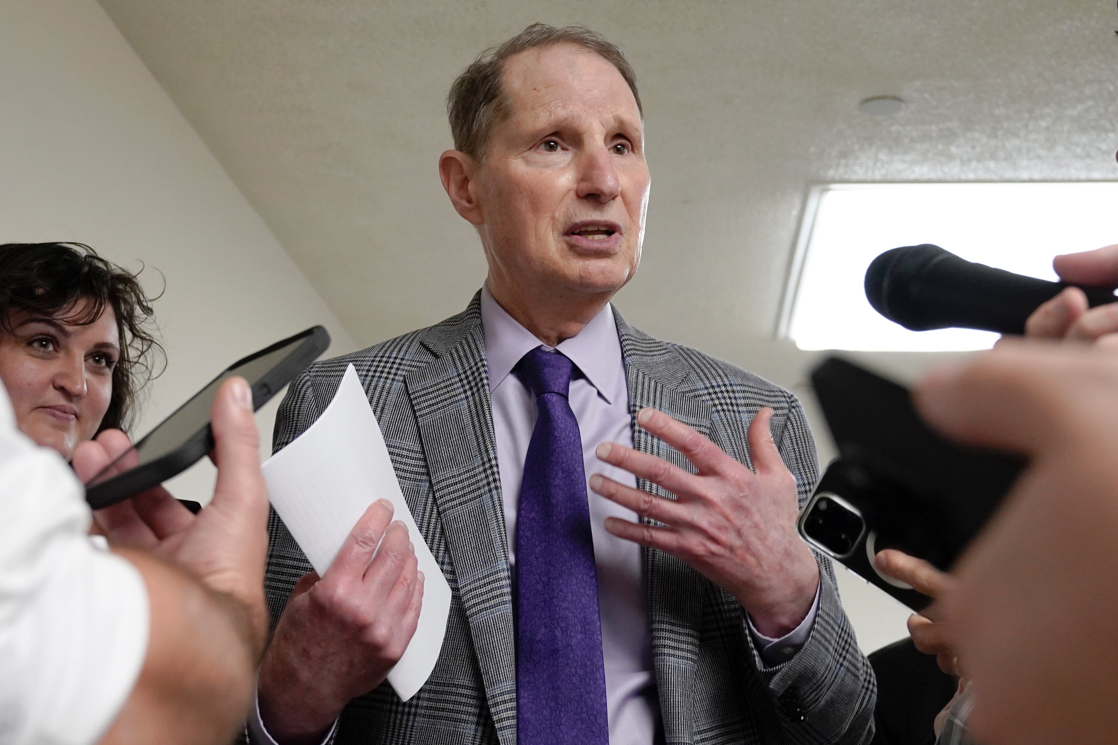 Wyden, pictured at the Capitol, on September 11 2023, claims that ‘Musk’s henchmen’ has been sent at the IRS