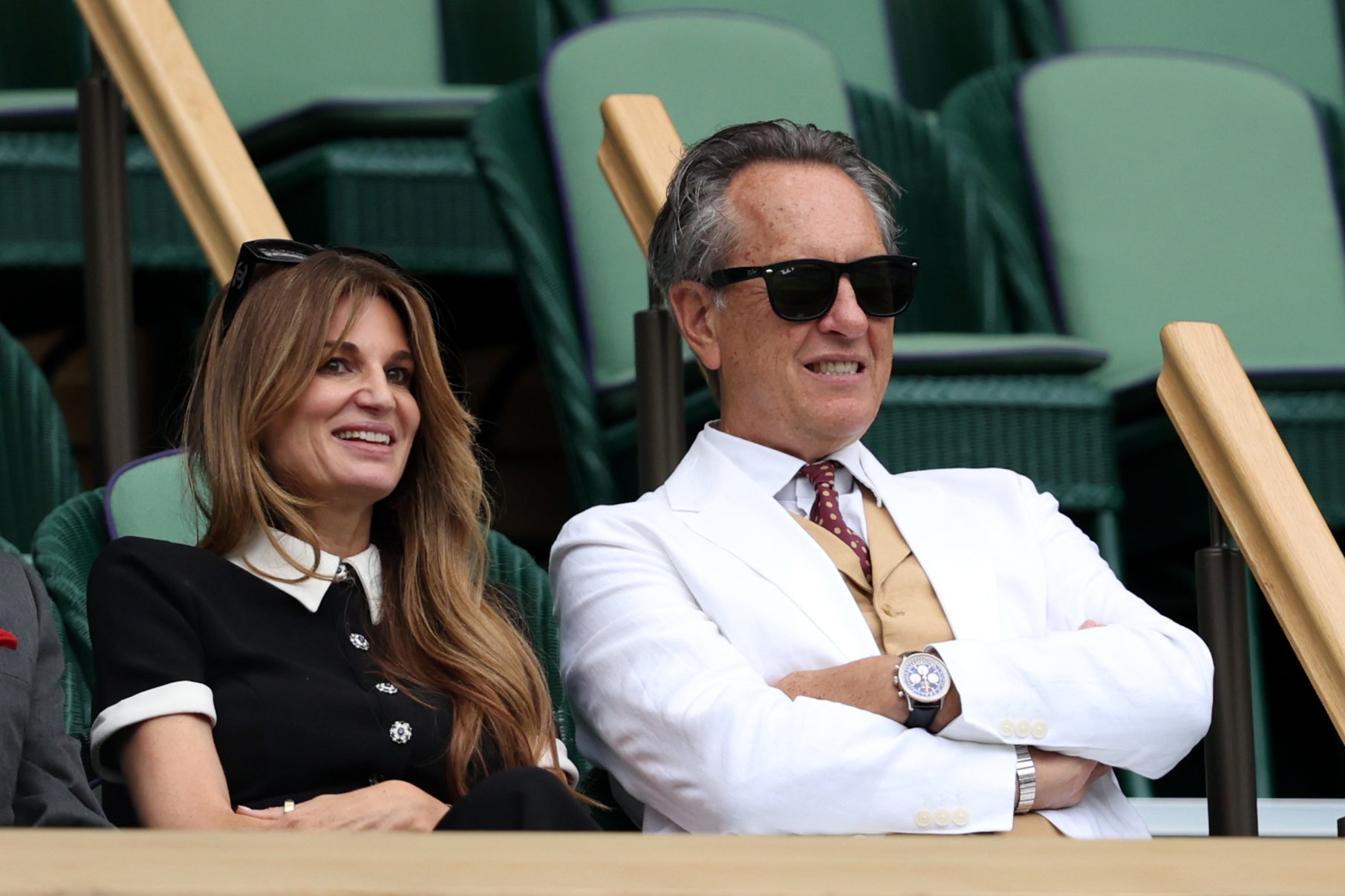 Richard E Grant and Jemima Khan speak in the royal box