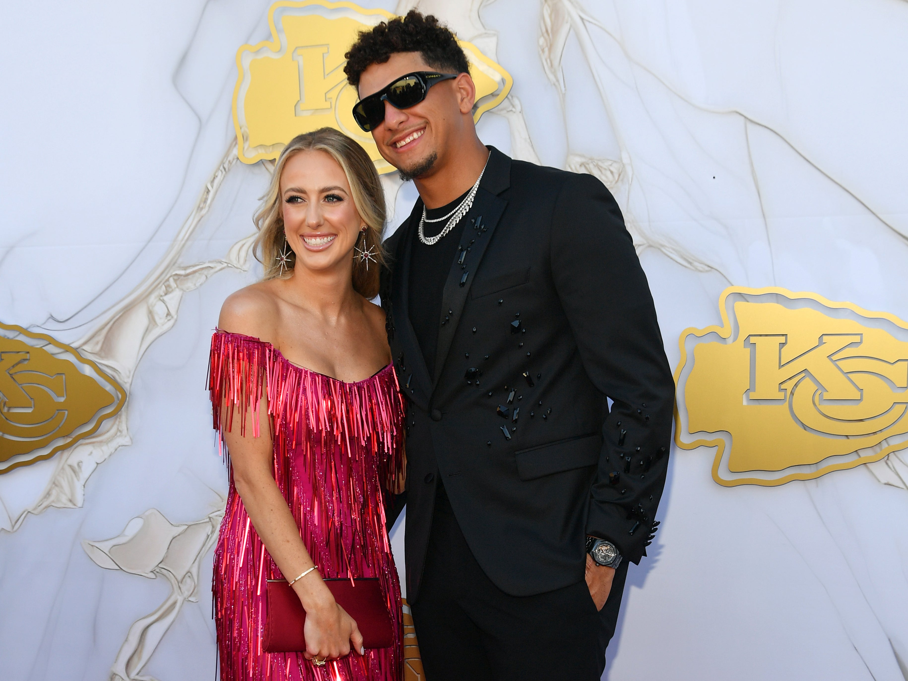 Brittany and Patrick Mahomes arrive on the red carpet prior to the Kansas City Chiefs Super Bowl Ring Ceremony at the Nelson-Atkins Museum of Art on 13 June 2024 in Kansas City, Missouri (Fernando Leon/Getty Images)