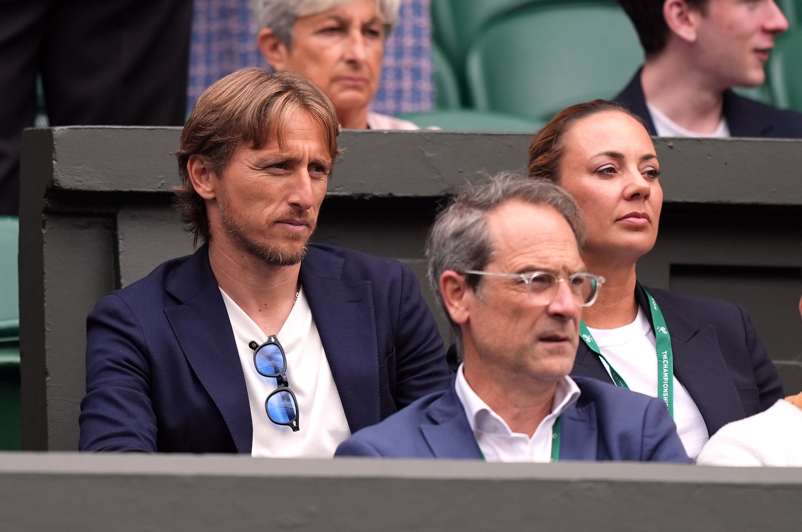 Luka Modric, left, was supporting Carlos Alcaraz (Jordan Pettitt/PA)