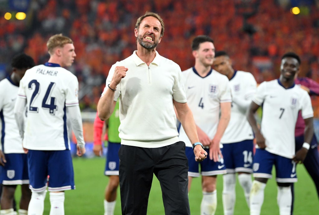 Southgate celebrates after the semi-final