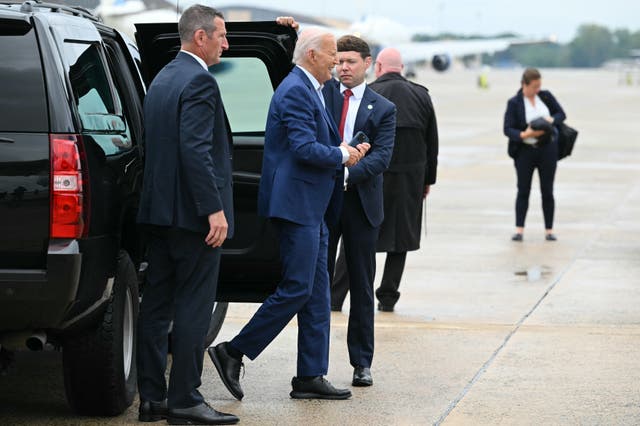 <p>President Joe Biden arrives to board Air Force One at Joint Base Andrews in Maryland, on July 12, 2024</p>